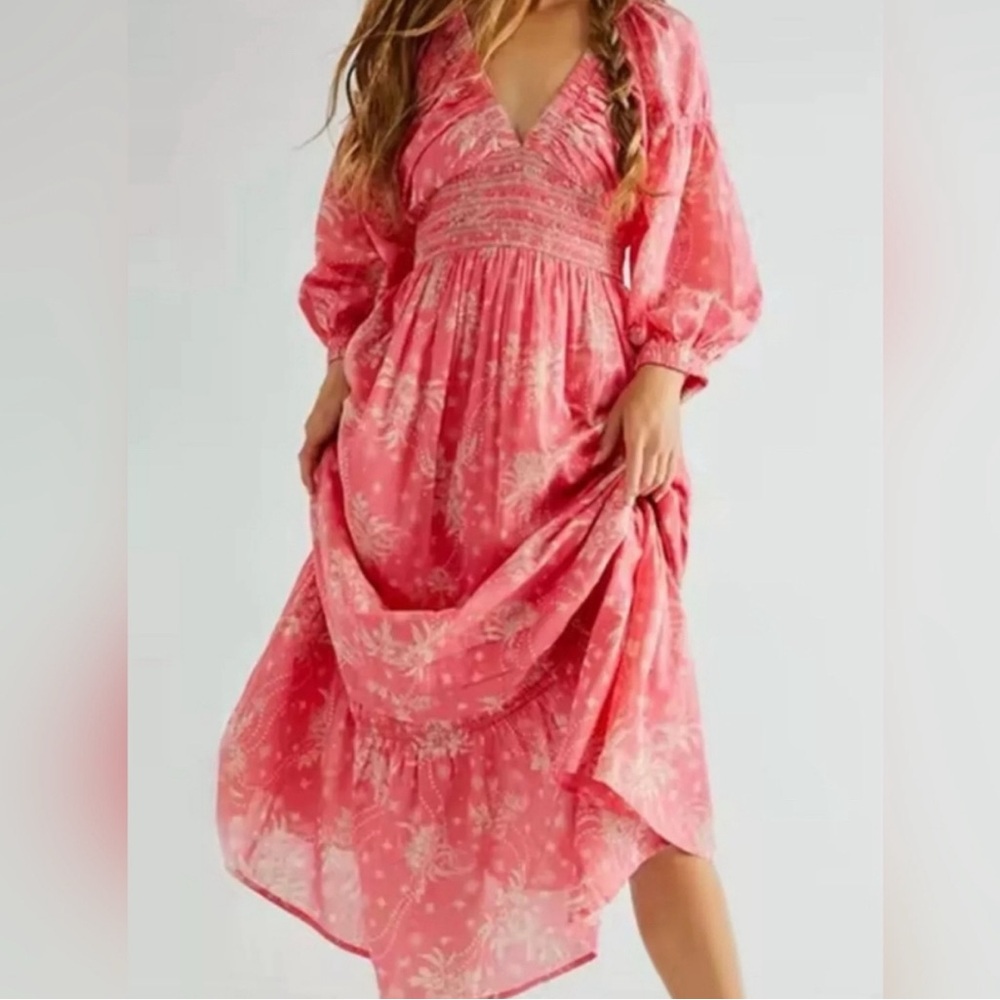Free People Golden Hour Maxi Dress in Electropop Pink